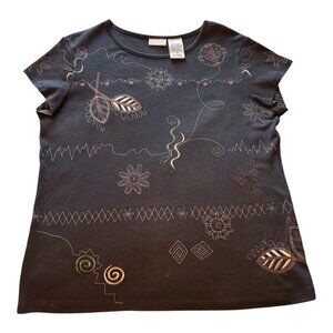 White Stag Short Sleeve Shirt Brown Green Black Size 8/10